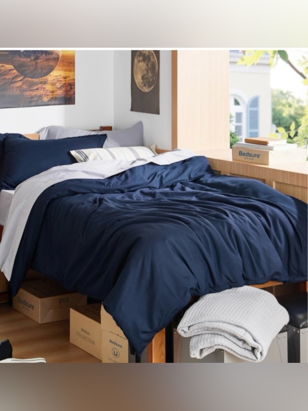 TWIN/TWIN XL Duvet Set Double-Brushed Microfiber - NAVY BLUE